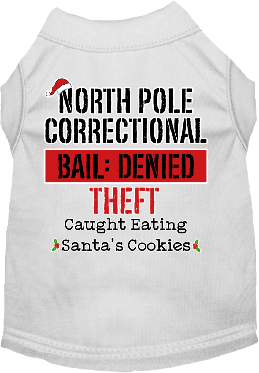 North Pole Correctional Screen Print Dog Shirt White Size XXXL